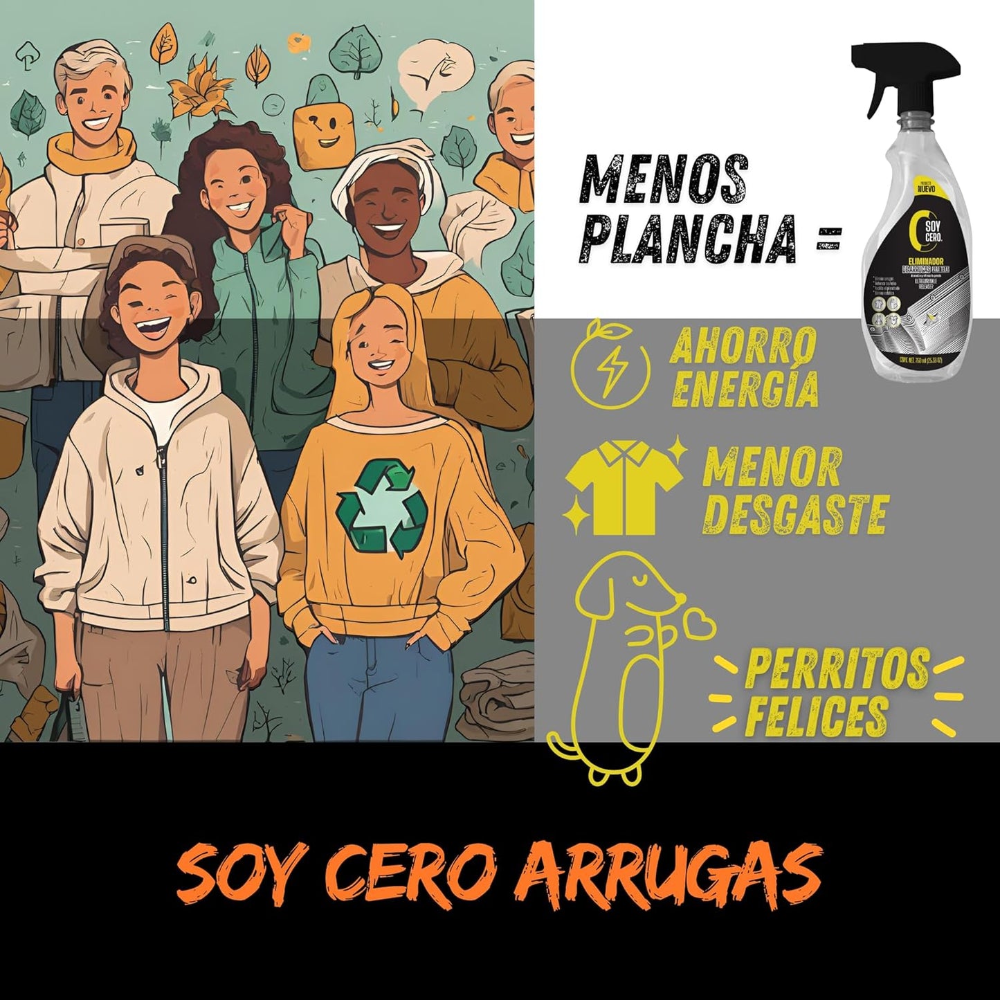 Paquete 3 Eliminador de arrugas para telas, sin usar plancha para cualquier tela - Soy Cero